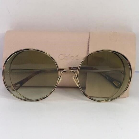 New Original Chloe Gold & Green Round Sunglasses HANAH COLLECTION main image 8